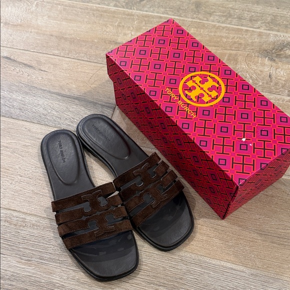 Tory Burch Ines Slide Dark Cocoa - Picture 2 of 5